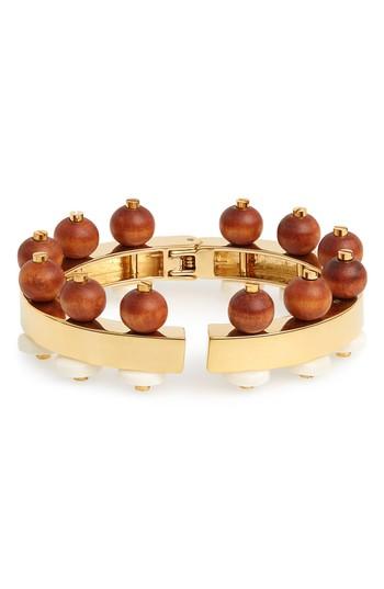 Women's Lele Sadoughi Wood Bead Hinge Bracelet