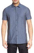 Men's Vince Camuto Trim Fit Mixed Media Sport Shirt - Blue