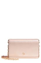 Women's Tory Burch Robinson Metallic Leather Wallet On A Chain -