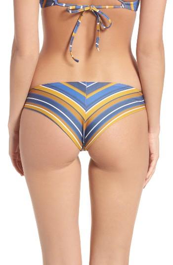 Women's Rvca Stripe Cheeky Bikini Bottoms - Blue