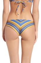 Women's Rvca Stripe Cheeky Bikini Bottoms - Blue