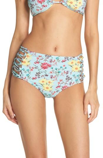 Women's Leith Stripe High Waist Bikini Bottoms - Blue