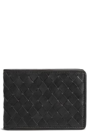 Men's Trask Woven Leather Wallet - Black