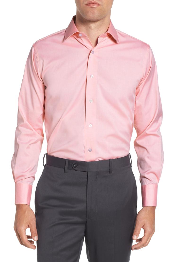 Men's Lorenzo Uomo Trim Fit Solid Dress Shirt .5 - 36 - Pink