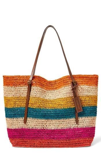 Polo Ralph Lauren Stripe Raffia Tote - Beige