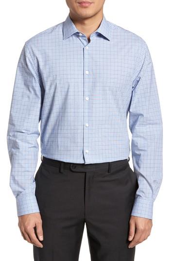 Men's John Varvatos Star Usa Regular Fit Stretch Check Dress Shirt .5r - Blue