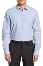 Men's John Varvatos Star Usa Regular Fit Stretch Check Dress Shirt .5r - Blue