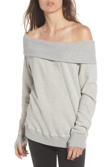 Women's Pam & Gela Off The Shoulder Sweatshirt, Size - Grey