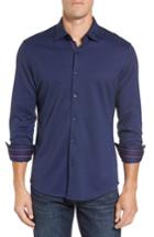Men's Stone Rose Slim Fit Dobby Diamond Sport Shirt (m) - Blue