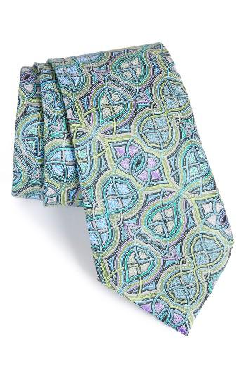 Men's Ermenegildo Zegna Quindici Geometric Silk Tie, Size - Green