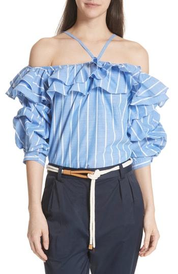 Women's Joie Ruffled Cold Shoulder Top - Blue