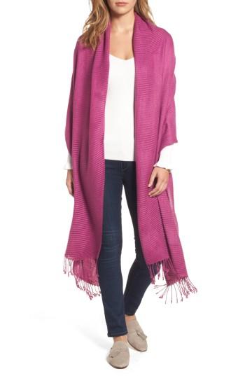 Women's Nordstrom Fringe Textured Wrap, Size - Purple