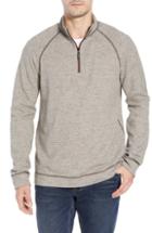 Men's Tommy Bahama On The Doubles Mock Neck Quarter Zip Pullover - Brown