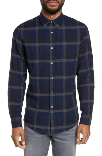 Men's Slate & Stone Trim Fit Plaid Flannel Sport Shirt, Size - Blue