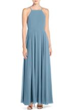 Women's Lulus Square Neck Halter Gown - Metallic