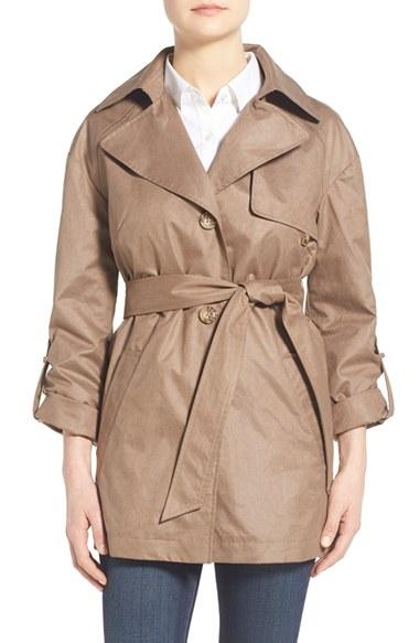 Women's Ellen Tracy Short Single Breasted Chintz Trench Coat