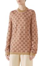 Women's Gucci Crystal Gg Logo Sweater - Beige
