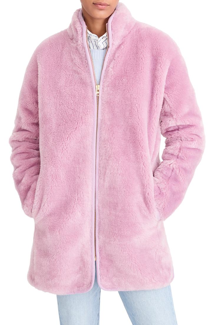 Women's J.crew Zip-up Teddy Coat
