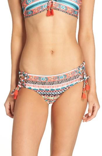 Women's Becca Tapestry Side Tie Bikini Bottoms - Orange