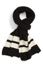 Men's Club Monaco Sport Stripe Wool Scarf, Size - Black