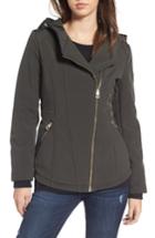 Women's Guess Asymmetrical Soft Shell Coat - Green