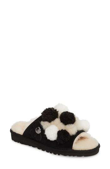 Women's Ugg Clio Pom Pom Slide Sandal M - Black