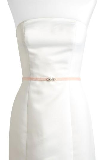 Women's Jenny Yoo Marsey Jeweled Velvet Belt - Blush