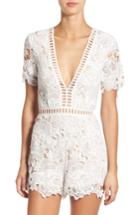 Women's Missguided Ladder Inset Lace Romper Us / 6 Uk - White
