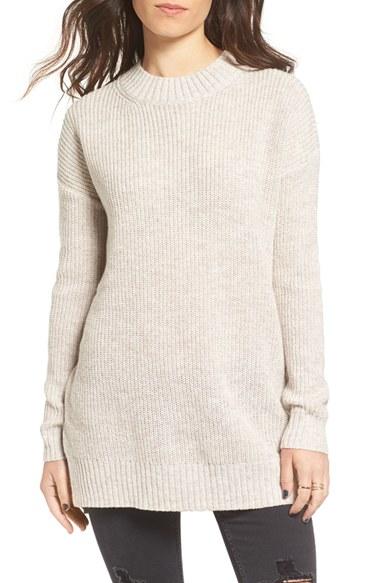 Women's Bp. Ribbed Mock Neck Pullover - Grey