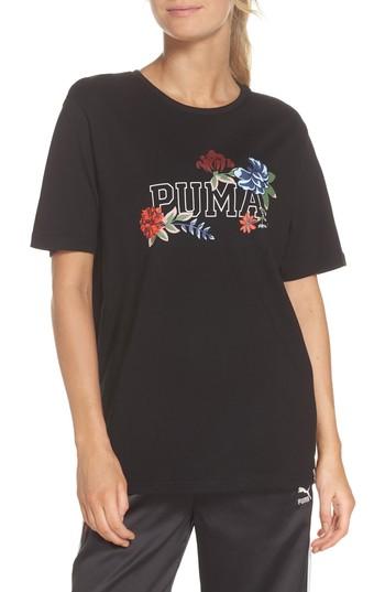 Women's Puma Graphic Tee, Size - Black