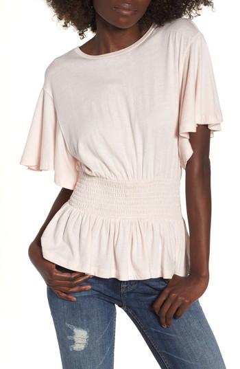 Women's Bp. Smocked Peplum Tee, Size - Pink