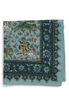 Men's Eton Medieval Print Wool Pocket Square, Size - Green