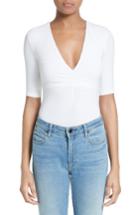Women's T By Alexander Wang Ruched V-neck Tee - White