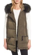 Women's Derek Lam 10 Crosby Vest With Genuine Fox Fur - Green