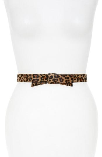 Women's Kate Spade New York Bow Genuine Calf Hair Skinny Belt - Leopard