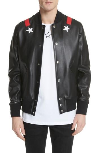 Men's Givenchy Star Leather Jacket Eu - Black