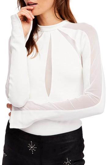 Women's Free People Monarch Mesh Inset Top - Ivory