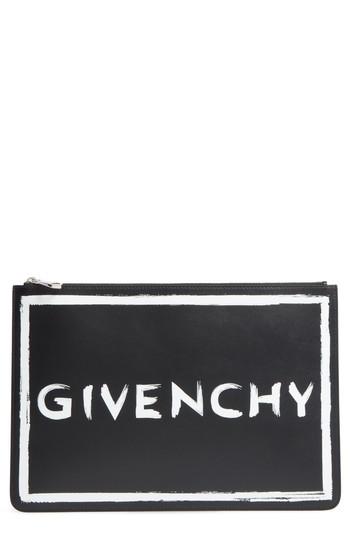 Givenchy Grafitti Logo Leather Pouch - Black