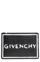 Givenchy Grafitti Logo Leather Pouch - Black