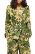 Women's Topshop Tropical Pajama Jacket Us (fits Like 0) - Green
