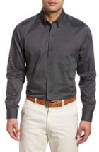 Men's Cutter & Buck Tailored Fit Nail Head Sport Shirt, Size - Black