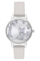 Women's Olivia Burton Snow Globe Leather Strap Watch, 30mm