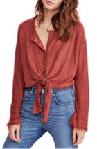 Women's Free People Emma's Henley Tee - Red