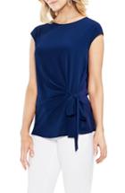 Women's Vince Camuto Side Tie Ruched Stretch Crepe Top, Size - Blue