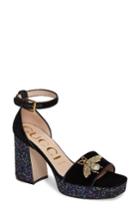 Women's Gucci Soko Glitter Bee Platform Sandal .5us / 36.5eu - Black