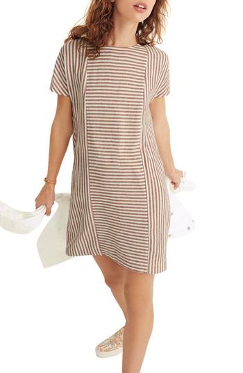 Women's Madewell Daphne Stripe Button Back Dress - Beige
