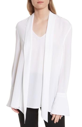 Women's Equipment Jacqueleen Tie Neck Silk Blouse, Size - White