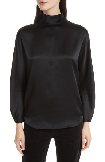 Women's Vince Band Collar Silk Blouse