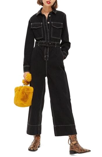 Women's Topshop Contrast Denim Boilersuit