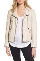 Women's Cupcakes And Cashmere Darby Leather Moto Jacket - Beige